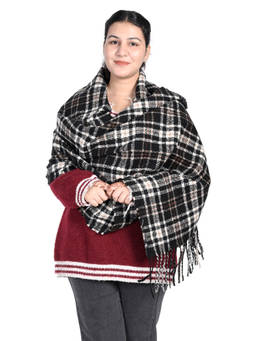 CAZZANO - Womens Checks Black Shawl