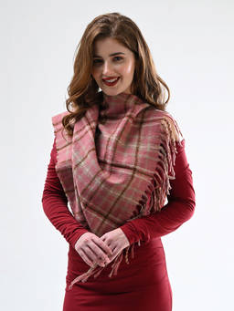 CAZZANO - Womens Checks Pink Shawl