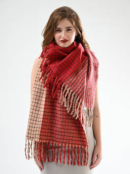 CAZZANO - Womens Winter Stripes Red Shawl