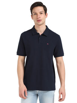 Calvin Klein - Men Navy Blue Solid Polo T-Shirt