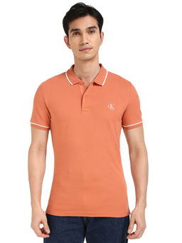 Calvin Klein - Men Orange Solid Polo T-Shirt
