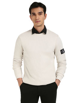 Calvin Klein - Men White Solid Full Sleeve T-Shirt