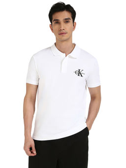 Calvin Klein - Men White Solid Polo T-Shirt