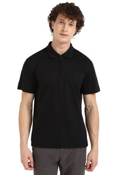 Calvin Klein - Men Black Solid Half Zipper Polo T-Shirt