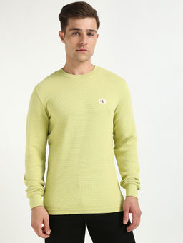 Calvin Klein - Men Green Solid Full Sleeve T-Shirt
