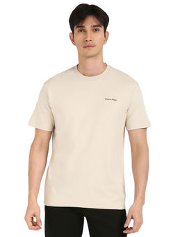 Calvin Klein - Men Beige Solid T-Shirt