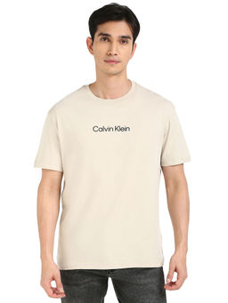 Calvin Klein - Men Beige Solid T-Shirt