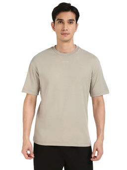 Calvin Klein - Men Beige Solid T-Shirt