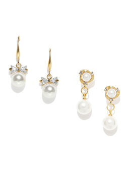 OOMPH - Multi-Color Pearl Drop Earrings (Set of 2)