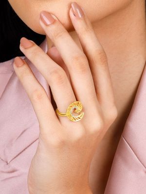 Buy GIVA Sterling Silver Golden Whirling Winds Ring for Womens Online