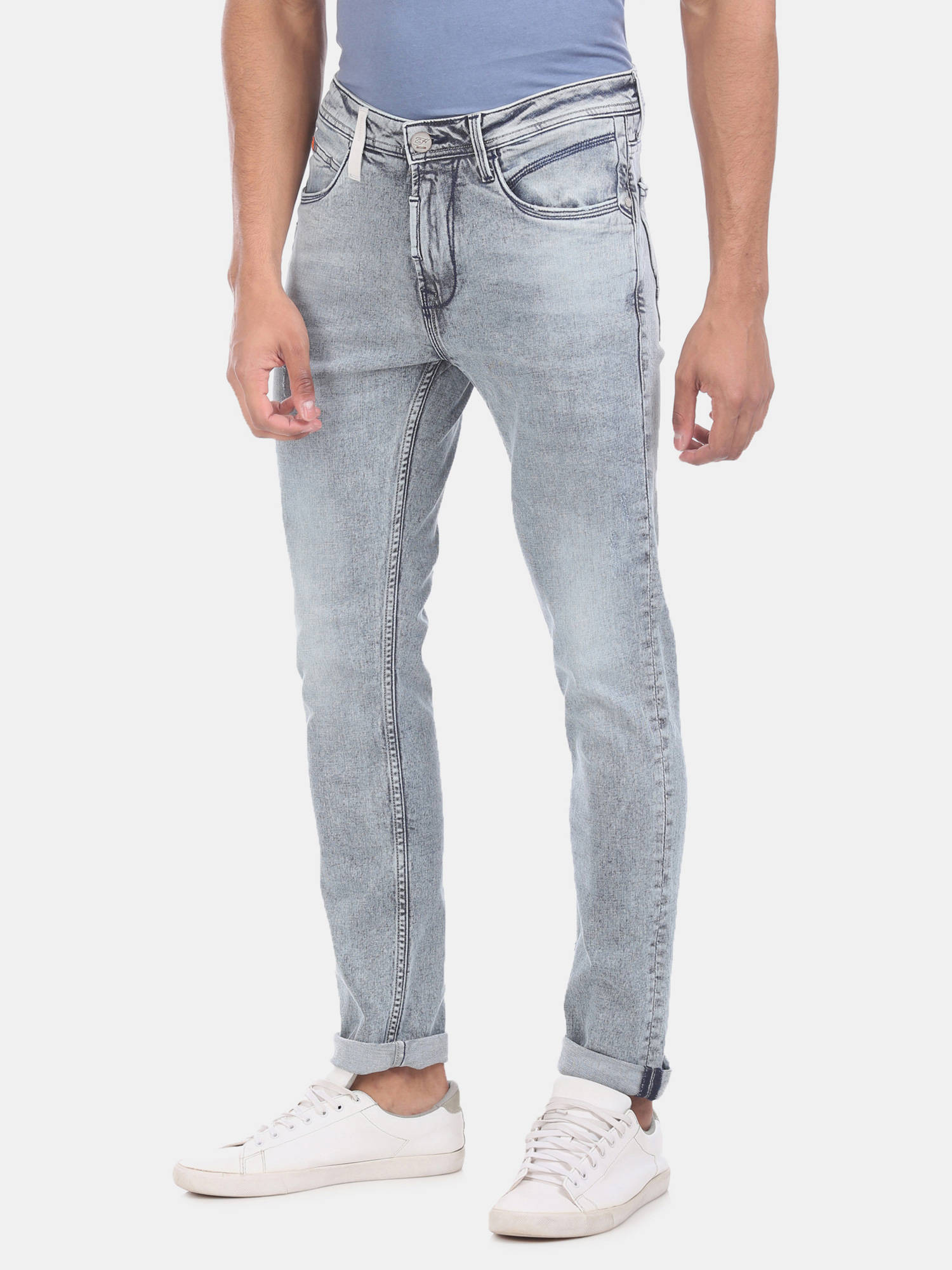 Ed Hardy Blue Skuller Super Slim Fit 
