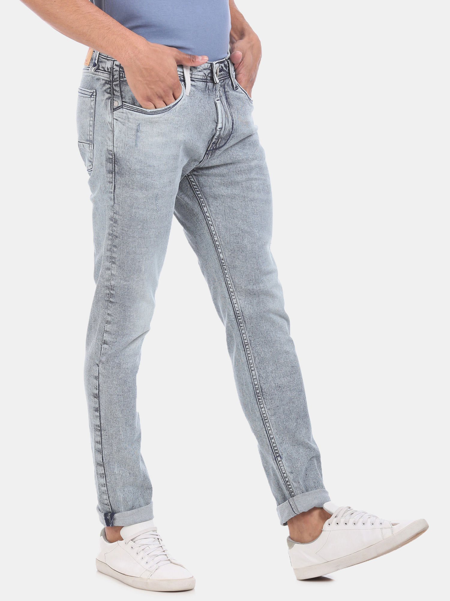 Ed Hardy Blue Skuller Super Slim Fit 