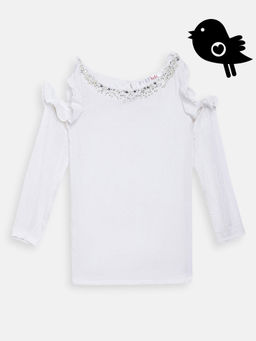 Elle Kids - White Cold shoulder Top