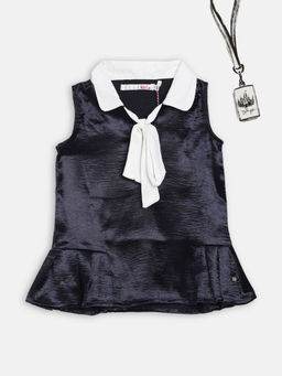 Elle Kids - Navy Blue Collar Neck Top