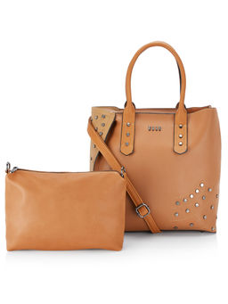 ELLE - Tan Solid Tote Bag