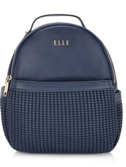 ELLE - Navy Blue Solid Backpacks