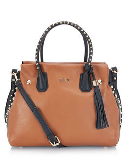 ELLE - Tan Solid Satchel Handbag