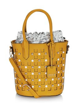 ELLE - Mustard Patterned Bucket Bag