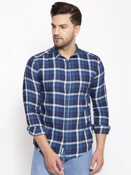 SHOWOFF - Men's Cotton Blue Printed Slim Fit Shirt