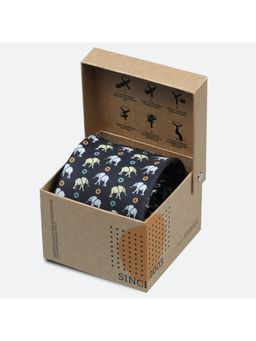 Tossido - Black Royal Mahout Elephant Micro Fiber Necktie