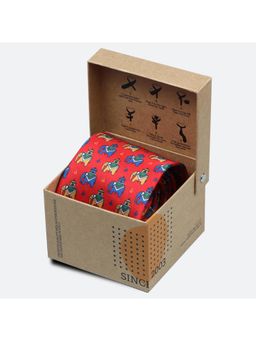 Tossido - Red Royal Mahout Elephant Micro Fiber Necktie