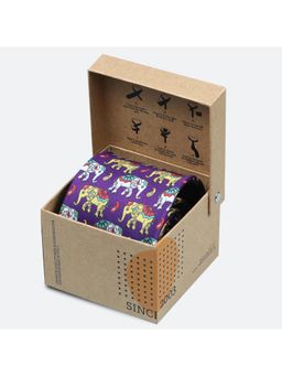 Tossido - Purple Royal Mahout Elephant Micro Fiber Necktie