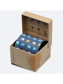 Tossido - Grey Royal Mahout Elephant Rich Printed Necktie