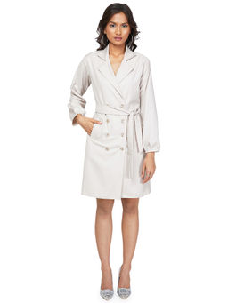 EMBLAZE - Beige Solid Dress