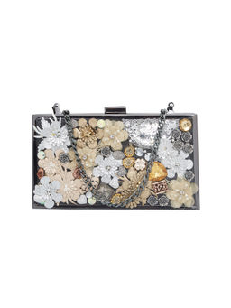 Vdesi - Grey Floral Fun Clutch