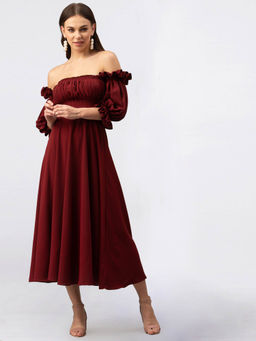 EMBLAZE - Off Shoulder Midi Dress