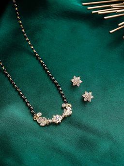 Estele - Gold Plated Flower Shaped Mangalsutra Necklace Set for Women