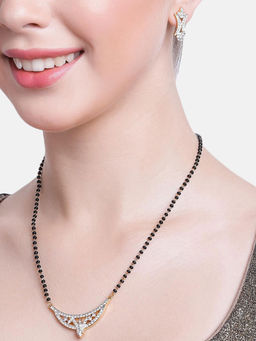 Estele - Gold & Rhodium Plated Magnificent Mangalsutra Necklace Set for Women