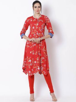 Rangriti - Red Viscose Straight Kurta