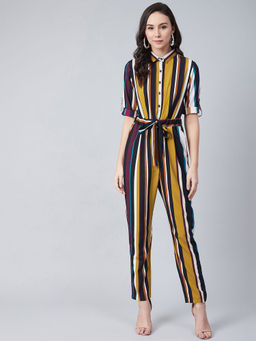 RARE - Women Casual Multi Colour Striped Basic Jumpsuit