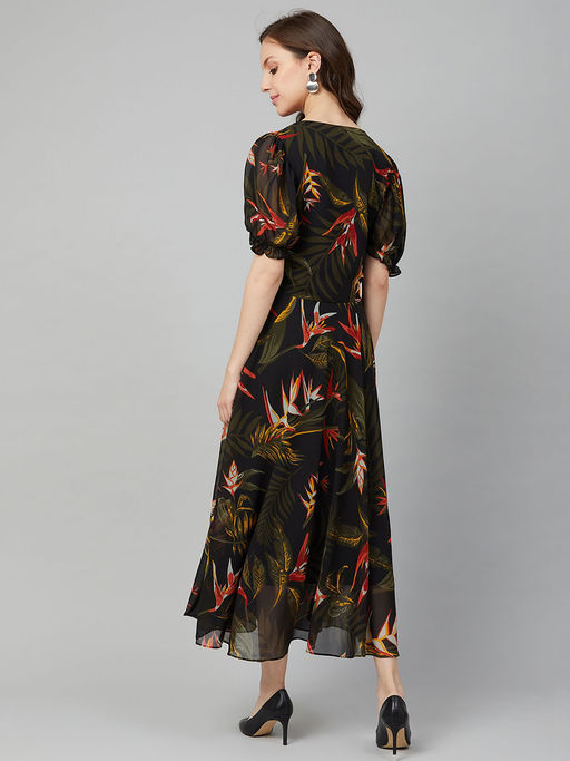 Buy RARE Women Casual Black Colour Midi Floral Dress Online 3 Buy RARE Women Casual Black Colour Midi Floral Dress Online 3