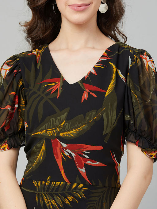 Buy RARE Women Casual Black Colour Midi Floral Dress Online 4 Buy RARE Women Casual Black Colour Midi Floral Dress Online 4