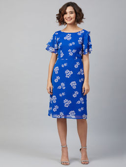 RARE - Women Casual Blue Colour Knee Length Floral Dress