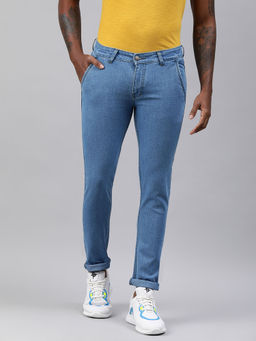 Urbano Fashion - Mens Light Blue Slim Fit Washed Jeans Stretchable
