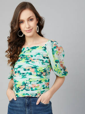 Buy RARE Women Casual Multi-Color Colour Square Neck Floral Print ...