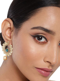 Accessher - Stylish Latest Designer Fancy Blue Gold Plated Dangle Earring For Women And Girls