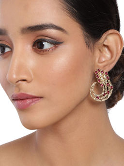 Accessher - Stylish Latest Designer Fancy Pink Gold-Plated Earrings For Women And Girls