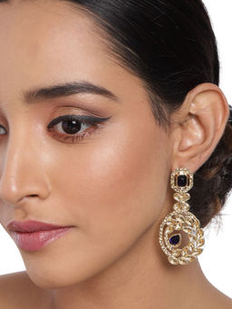 Accessher - Stylish Latest Designer Fancy Blue Gold Plated Dangle Earring For Women And Girls