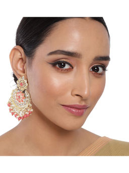 Accessher - Stylish Latest Designer Fancy Gold-Peach Crescent Earrings For Women And Girls
