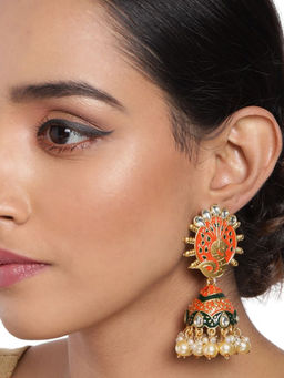 Accessher - Stylish Latest Designer Fancy Gold Plated Peacock Shaped Jhumki For Women And Girls