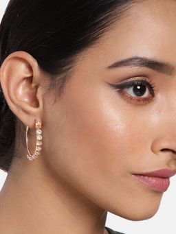 Accessher - Stylish Latest Designer Fancy Rose Gold-Plated Hoop Earrings For Women And Girls