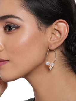 Accessher - Stylish Latest Designer Fancy Rose Gold-Plated Hoop Earrings For Women And Girls