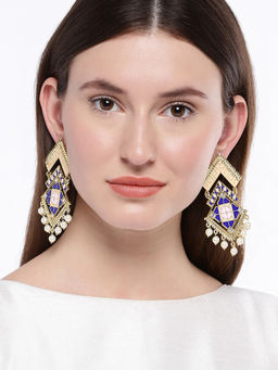 Accessher - Gold-Plated & Blue Classic Drop Earring