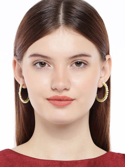 Accessher - White Circular Hoop Earrings