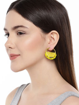 Accessher - 22 KT Gold-Plated & Yellow Circular Hoop Earrings