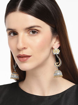 Accessher - Silver-Toned & Gold-Toned Dome Shaped Drop Earrings